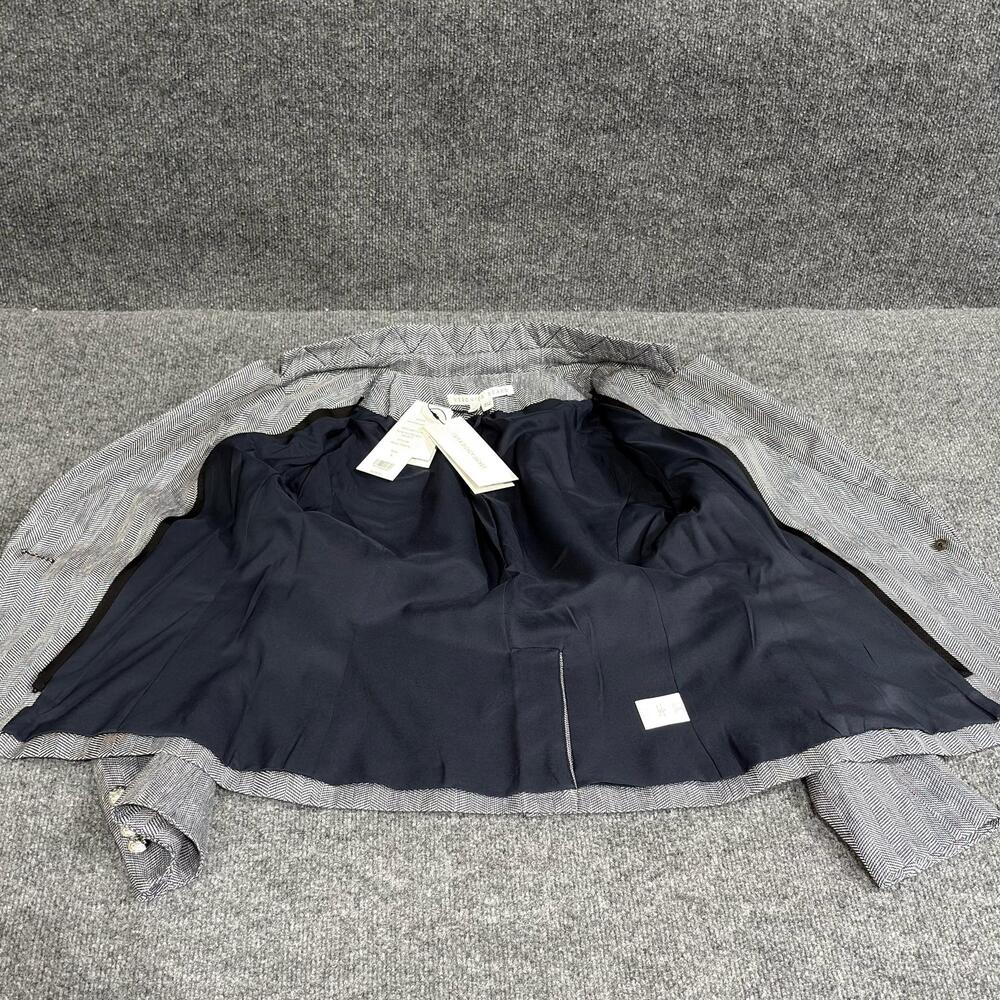 Veronica Beard Blazer Womens 8 Blue Farley Dickey Jacket Herringbone Linen - Picture 10 of 16